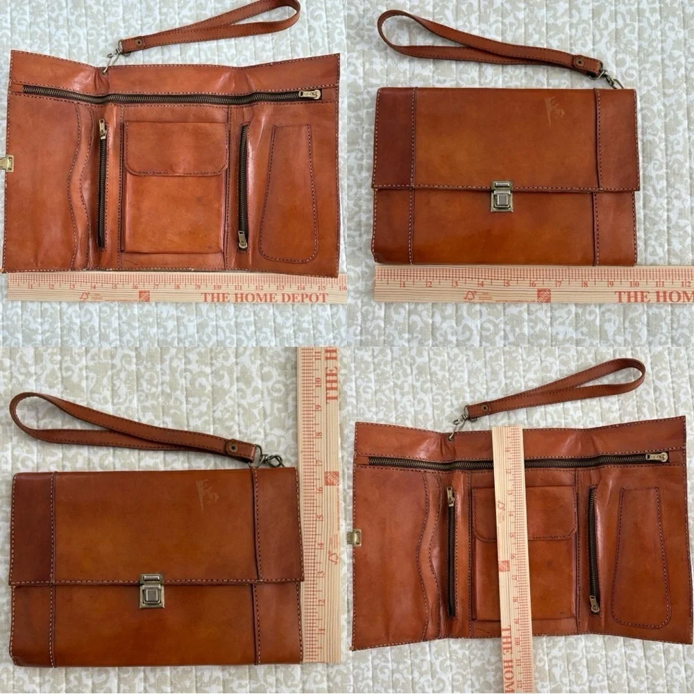 Vintage Genuine Leather Convertible Clutch Wallet Wristlet | Handmade Artisan - Picture 15 of 16